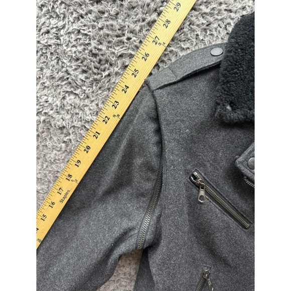 Rag & Bone Wool Shearling Collar Bowery Motorcycle Jacket Black‎ Womens Size 10 - Picture 12 of 13